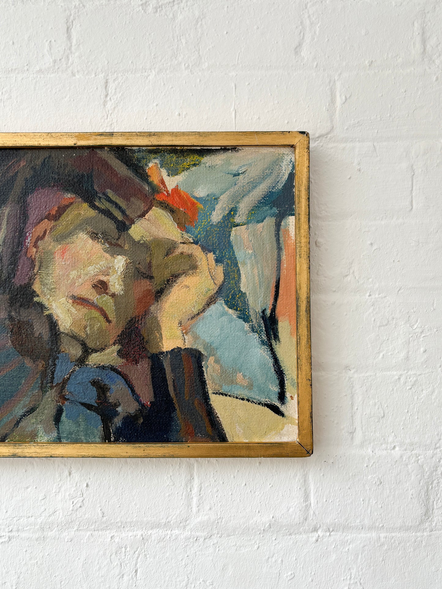 Portrait Oil on Board, 'Sleeping Man', Figge Holmgren 1947